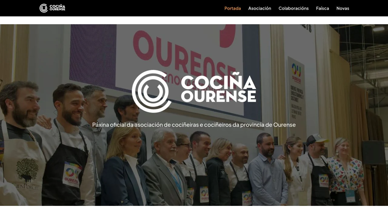 Portada de la nueva web de Cociña Ourense, diseñada y construida por Trasgos de Caldelas