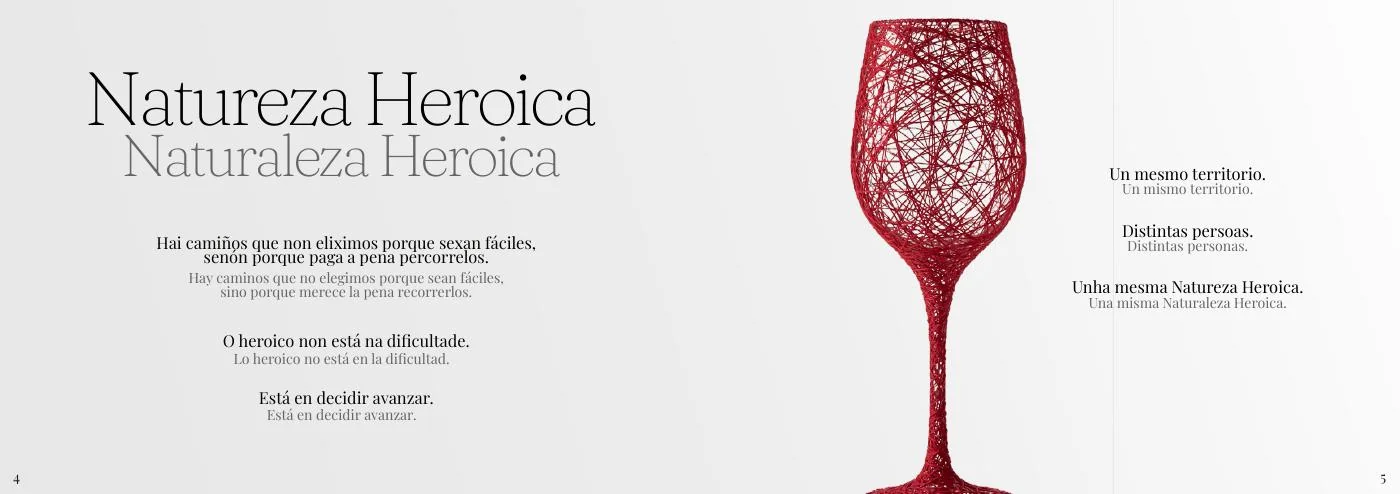 Aplicación editorial del concepto Natureza Heroica en la guía de la D.O. Ribeira Sacra