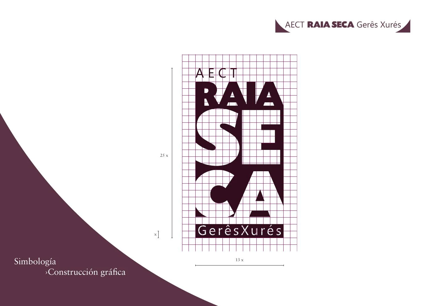 Construcción y proporciones del logotipo de Raia Seca en su manual de identidad