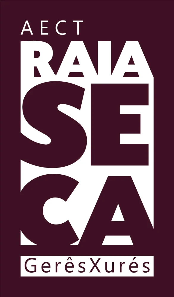 Versión en negativo del logotipo de AECT Raia Seca Gerês Xurés