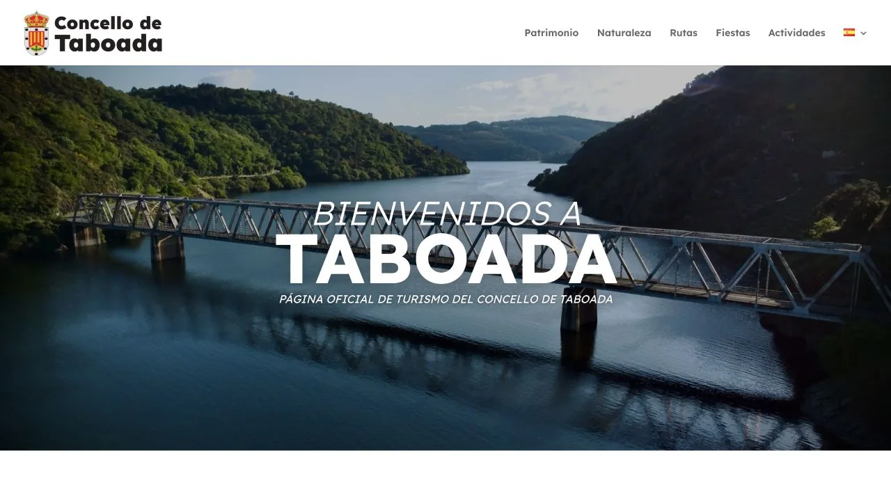 Página de bienvenida de Turismo Taboada, web diseñada y construida por Trasgos de Caldelas